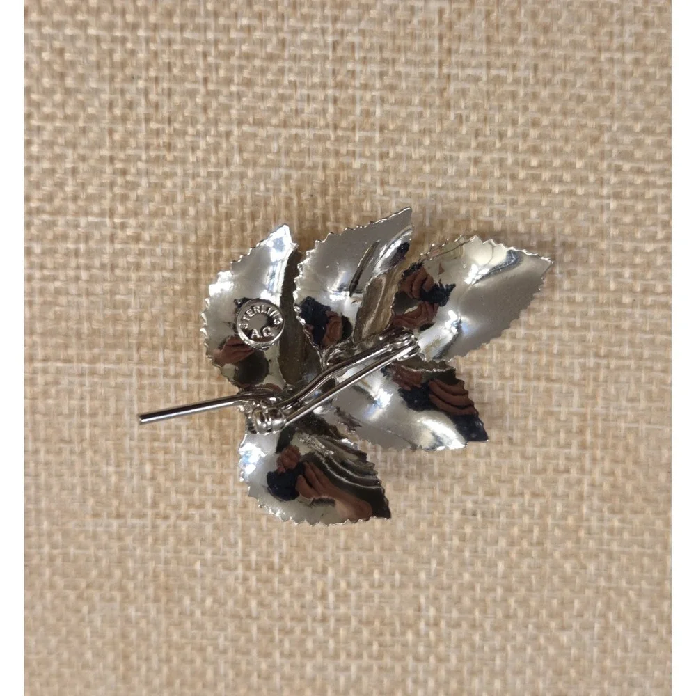 Elegant‎ Vintage Leaves Brooch Signed Sterling AG